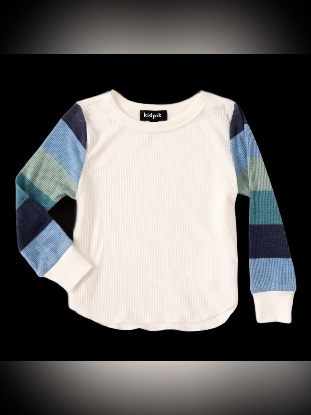 NWT KIDPIK Stripe Sleeve Thermal Tee - Size L